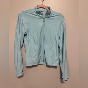 Nike Light Blue Zip-Up Jacket With Button Clasp Sleeves